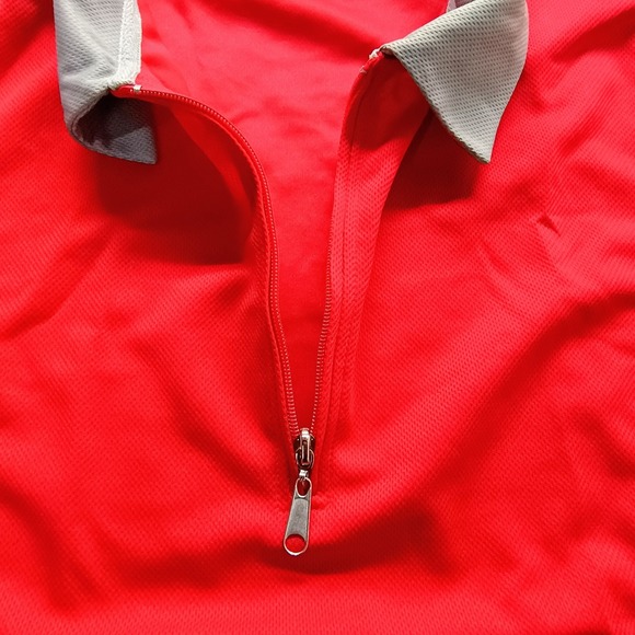 Ohio State OSU Buckeyes Team Shop 1/4 Zip Short Sleeve Polo Womens Red Gray Logo - Picture 6 of 10